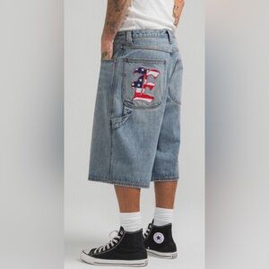 Elwood “E” Logo Oversize Denim Carpenter
Shorts